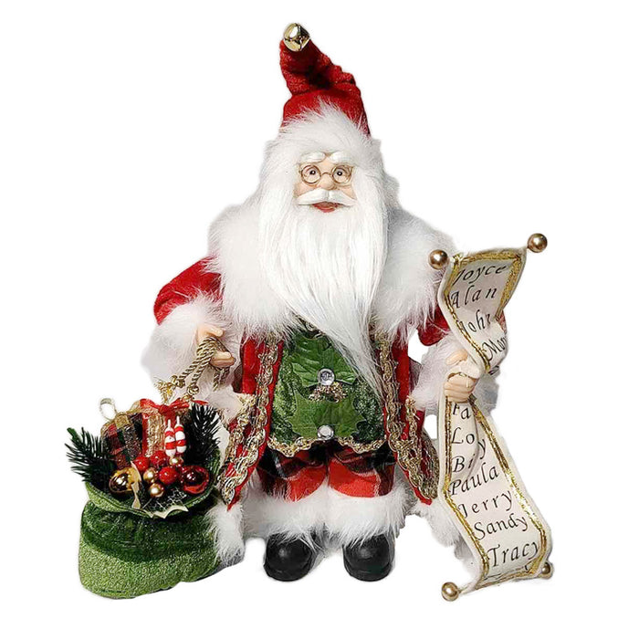 30Cm Santa Red Coat W/Sack & Name List