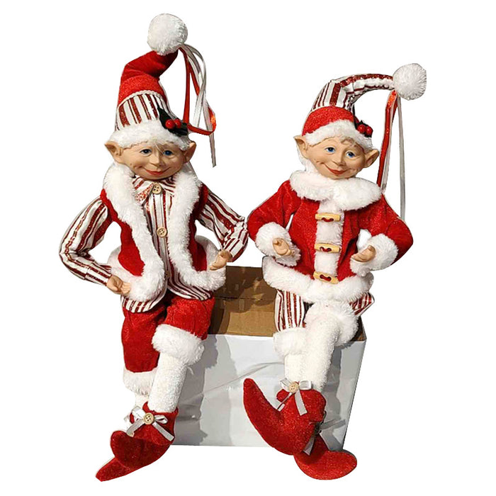 44Cm Sitting Elves 2Asst W/Plush Overcoat