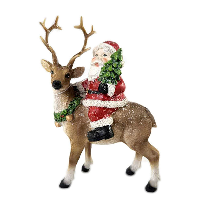 Santa Riding Deer 12.5X6X17Cm