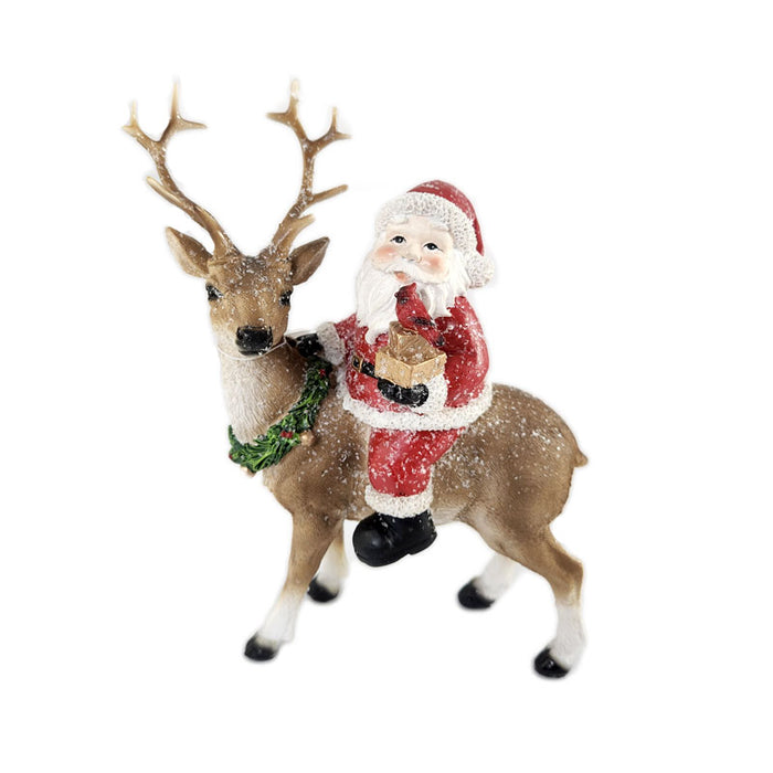 Santa Riding Deer 17.5X9X23Cm