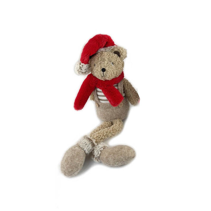 Plush Xmas Bear 16X12X20Cm W/Dangling Feet