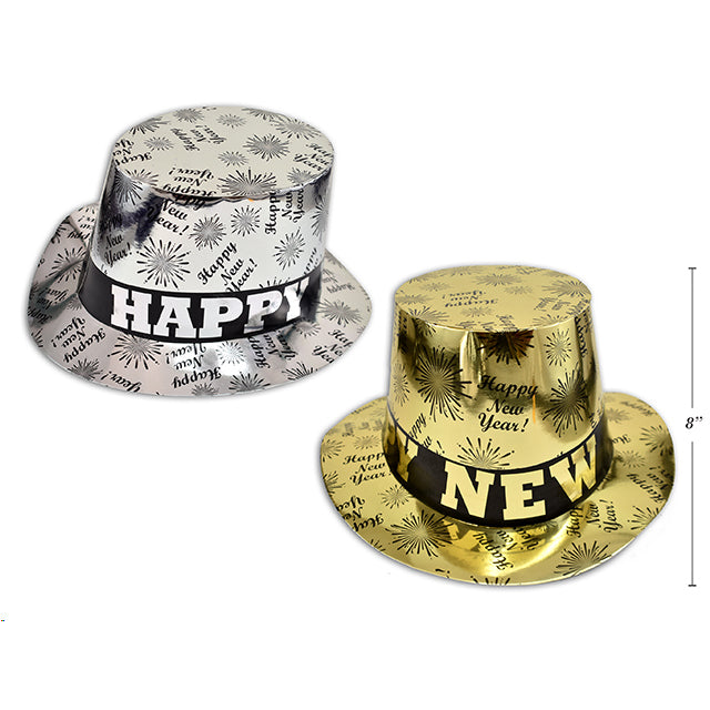 New Year Paper Top Hat. 2Asst 9.21X26Cm