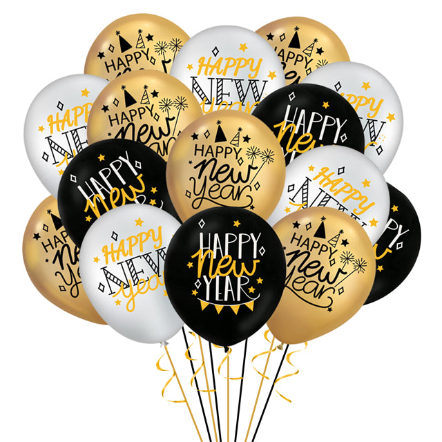 New Year Balloon Set 6Pcs 12In Polybag With Header Card