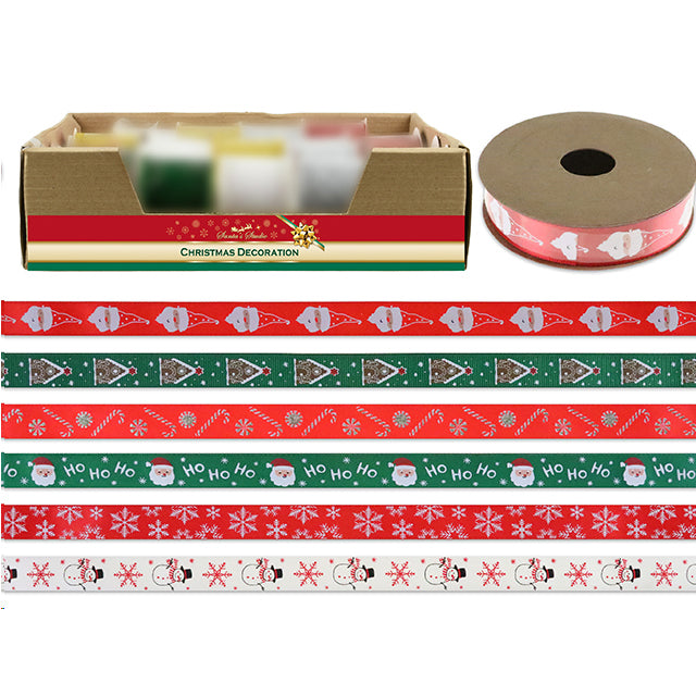 Xmas Ribbon Satin 16Mmx2.74M 6Asst