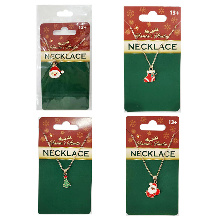 Xmas Necklace 46Cm 4Asst