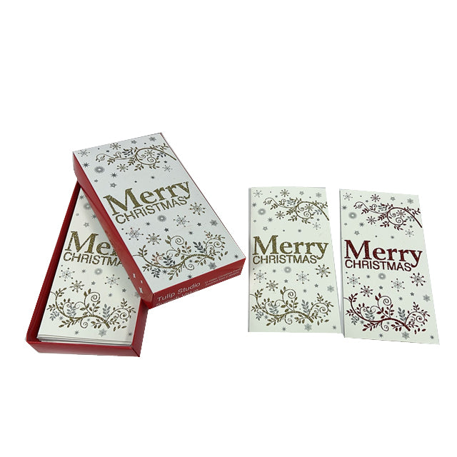 Xmas Cards 12Pk W/Envelops 11X22Cm Merry 2Cols