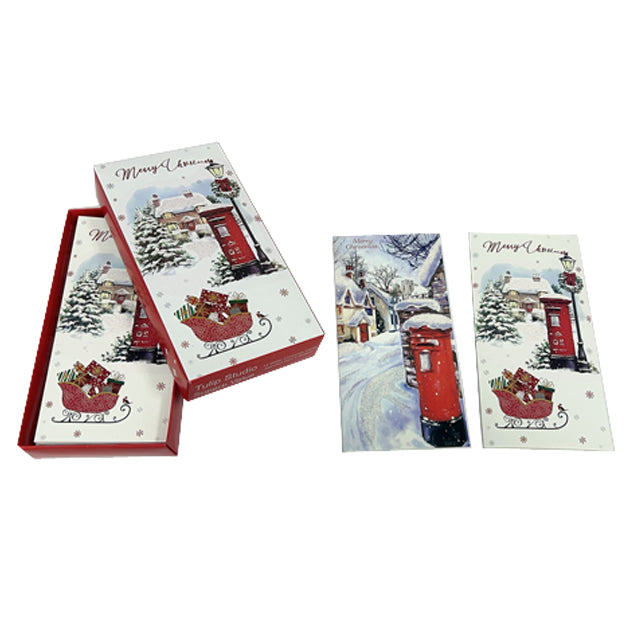 Xmas Cards 12Pk W/Envelops 11X22Cm Post 2Asst