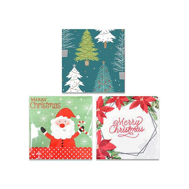 Xmas Paper Napkin Pk16 33X33Cm 3Asst