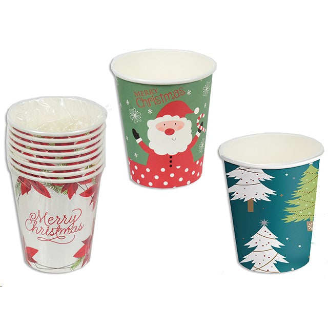 Xmas Paper Cups 8Pk 9Oz 3Asst