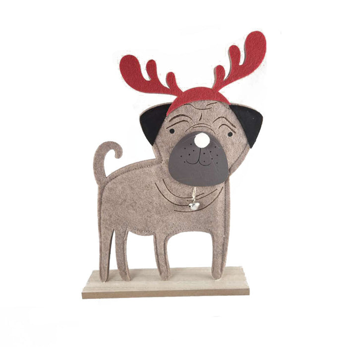 Wooden Base Xmas Bull Dog 20X5X28.5Cm