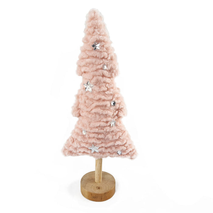 Plush Xmas Tree W/Wooden Base 16X8X34.5Cm