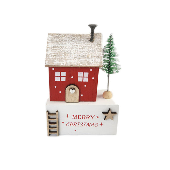 Red Wooden Mini House 7x3x10.5cm ‚Äì Perfect for Holiday Village Displays