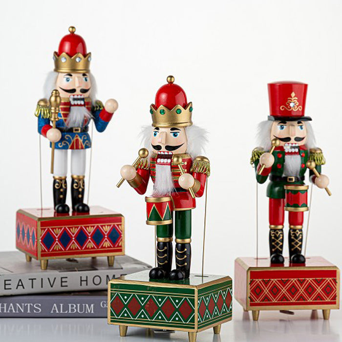 Wood Nutcracker Musical 12X10X32Cm 3Asst