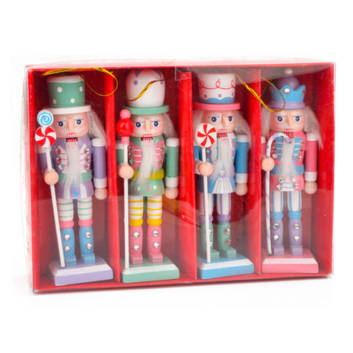 Wood Nutcracker 3.5X3X12.5Cm Candy Dsns Pink 4Asst