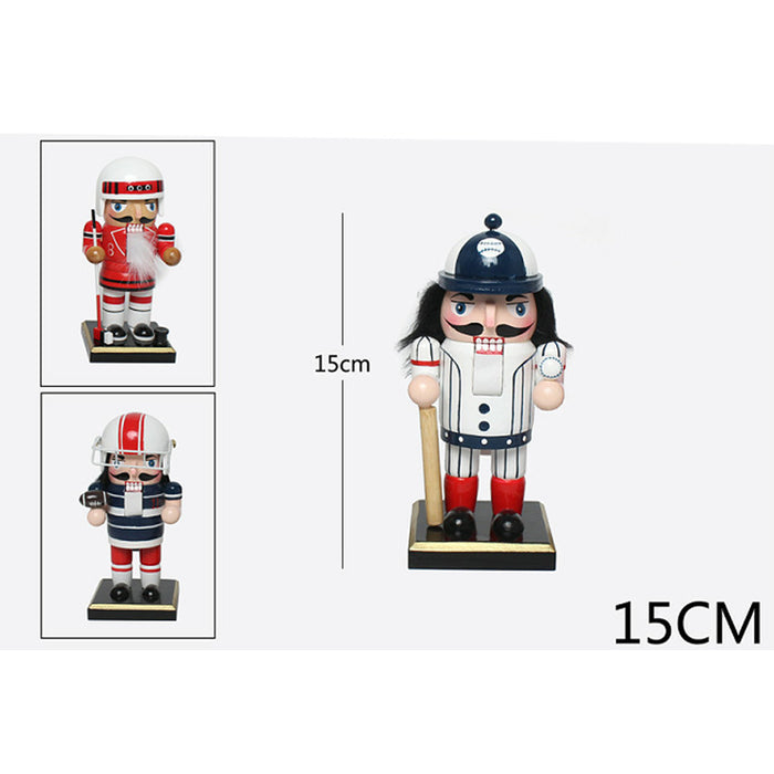 Wood Nutcracker Sports 6.5X6.5X16Cm 3Asst