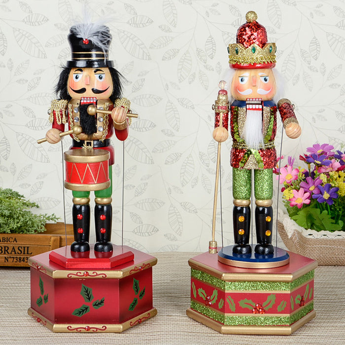 Wood Nutcracker Musical 15X13X35.5Cm 2Asst