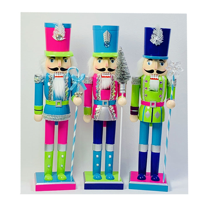 Wood Nutcracker 9X8X38Cm Candy Color 3Asst