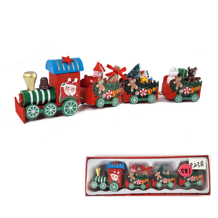 Wood Xmas Train 4Piece 22.5X7.2X2.7Cm