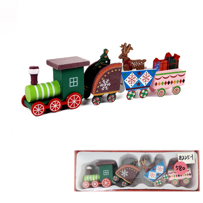 Wood Xmas Train 4Piece 22.5X7.2X2.8Cm