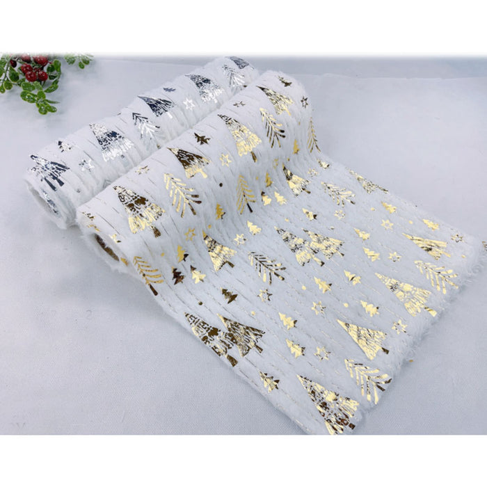 Xmas Table Runner Plush 30Cm*1.8M G/S Trees