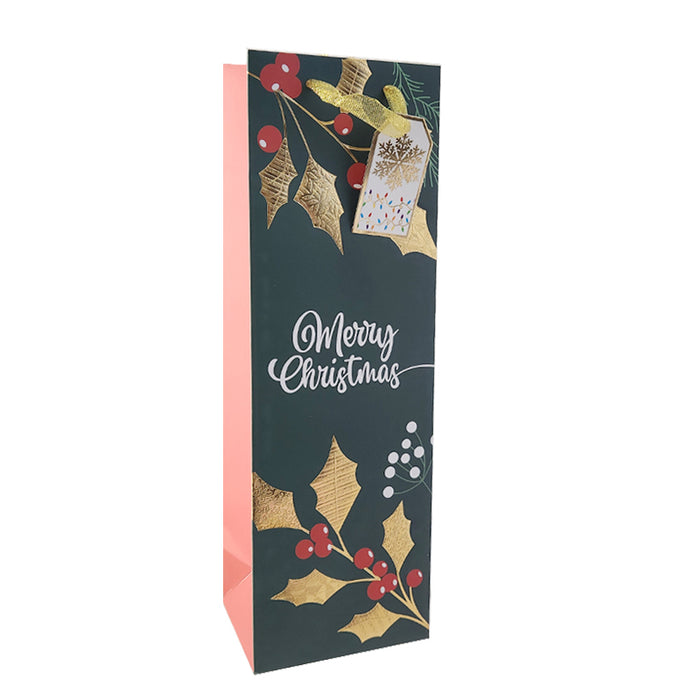 Xmas Gift Bag Holly & Berry Bottle 36*12*9Cm