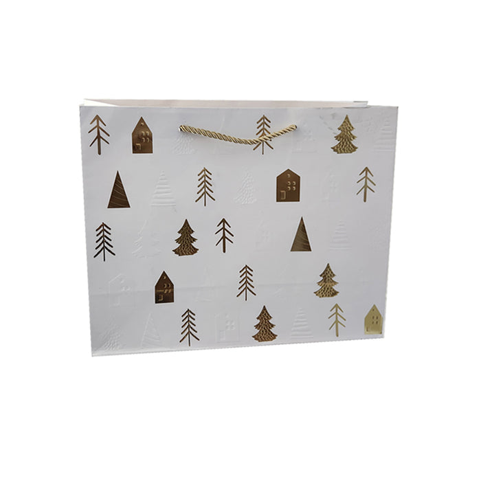 Xmas Gift Bag Gold Trees 23*18*10Cm Landscape