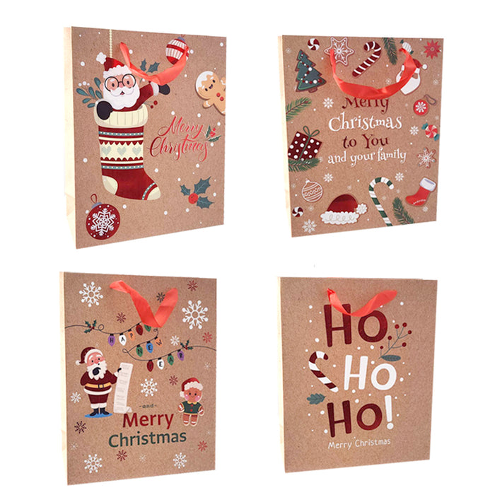 Xmas Gift Bag Kraft Paper Ex 39X30X12Cm