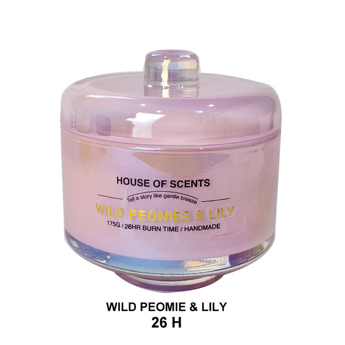 Glass Candle D9.2 X H9.8Cm Wild Peonies & Lily 175G