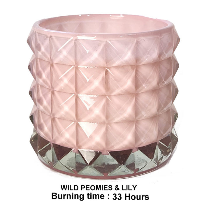 Glass Candle D9.8Xh8.7Cm Wild Peonies & Lily 220G