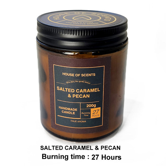 Glass Candle W/Lid D7Xh9Cm Salted Caramel & Pecan  200G