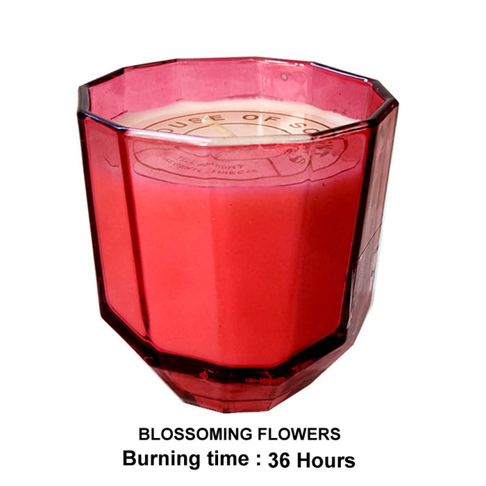 Glass Candle D8.8Xh9Cm Blossoming Flowers 200G