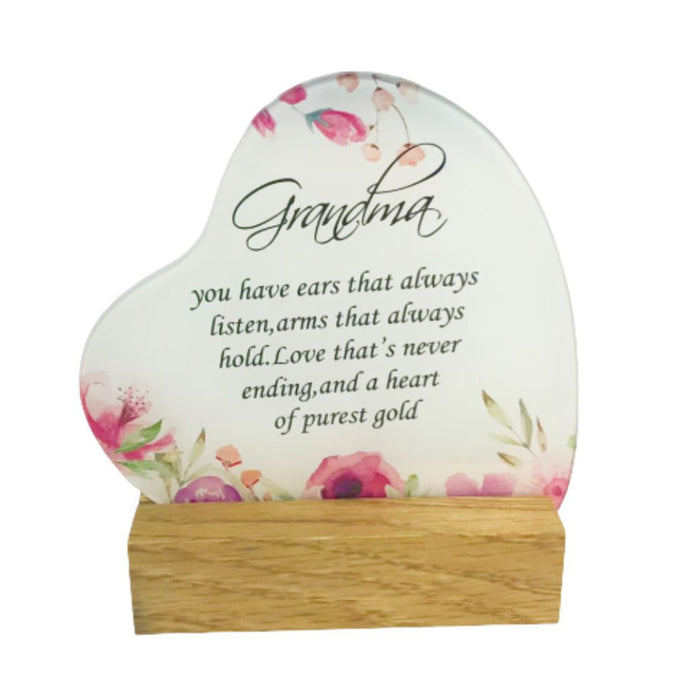 Glass Plaque W/Base-Grandma 12X12Cm