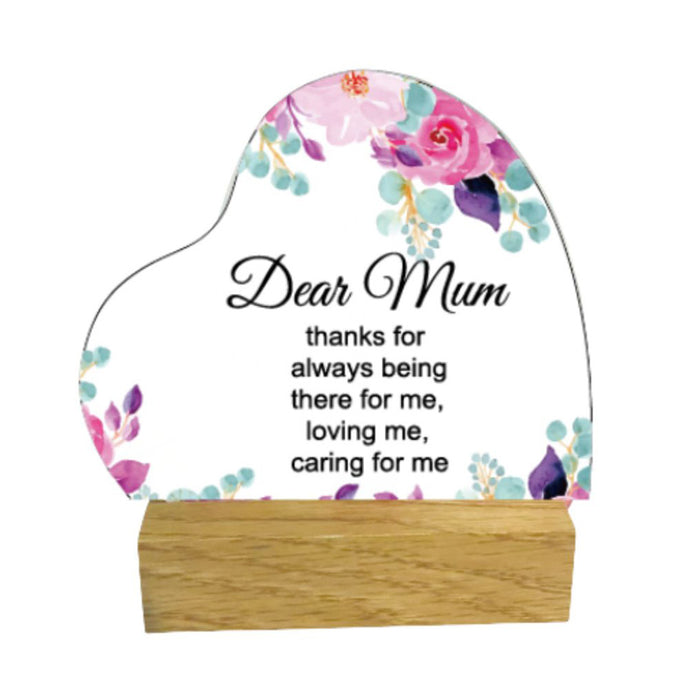 Glass Plaque W/Base-Dear Mum 12X12Cm