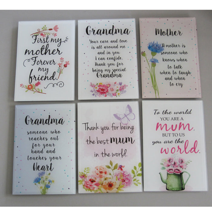 Glass Plaque-Mum/Grandma 8X12Cm 6Asst