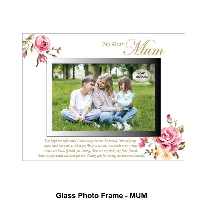 Glass Photo Frame-Dear Mum 4"X6" 19.2X21.4Cm