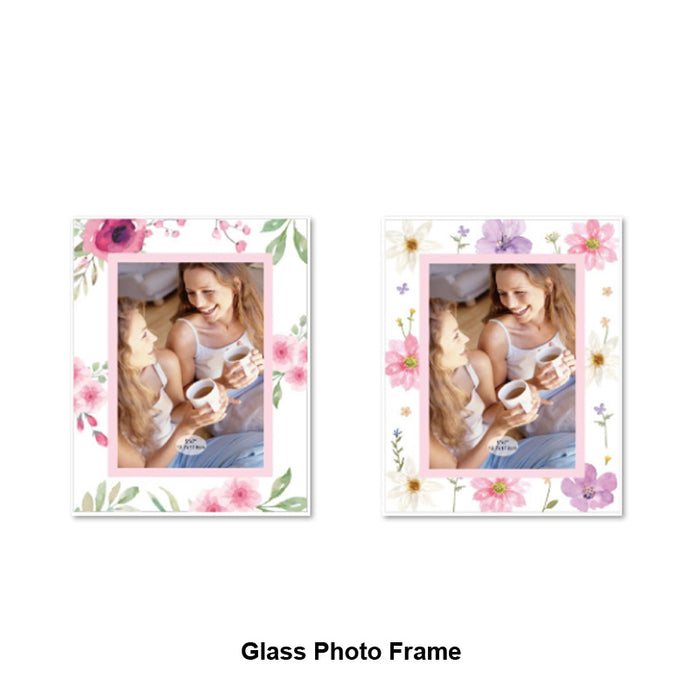 Glass Photo Frame Floral(4"X6") 15X20Cm