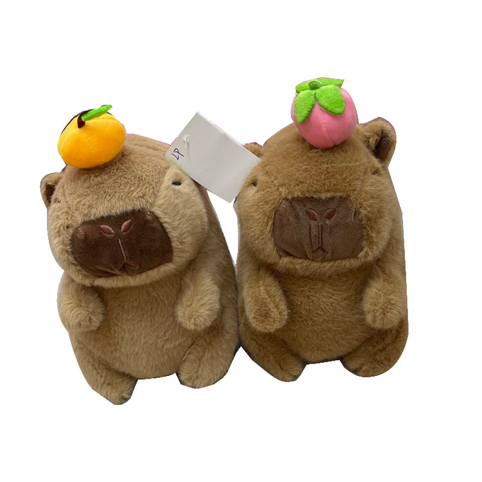 Plush Toy Capybara W/Orange & Strawberry 20Cm