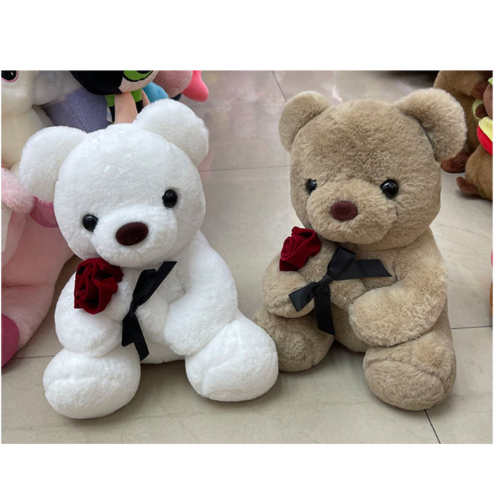 Plush Toy Bear W/Rose 30Cm 2Asst