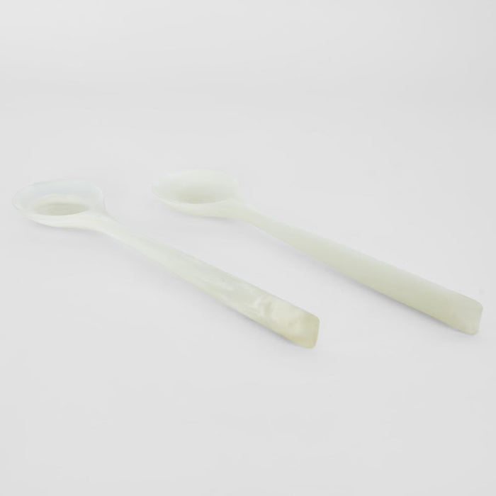 Halo Salad Server Set Swirl Resin White