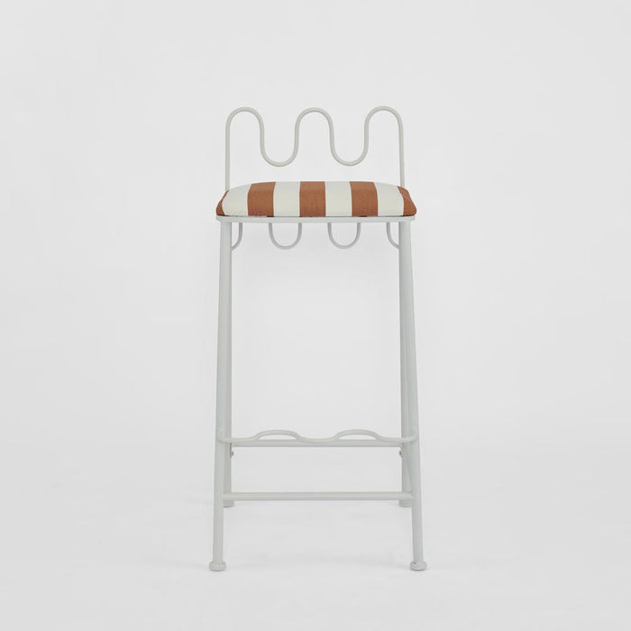 Wira Counter Stool Outdoor Terracotta/White Stripe Cushion