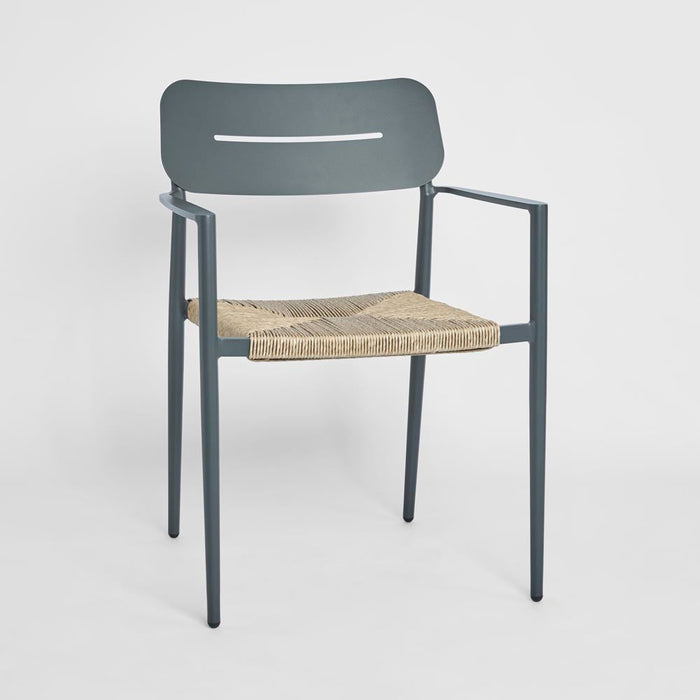 Casper Stackable Dining chair with Arms Black?& Natural Weave?Outdoor