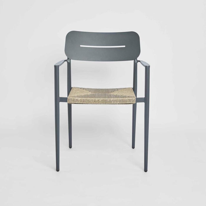 Casper Stackable Dining chair with Arms Black?& Natural Weave?Outdoor