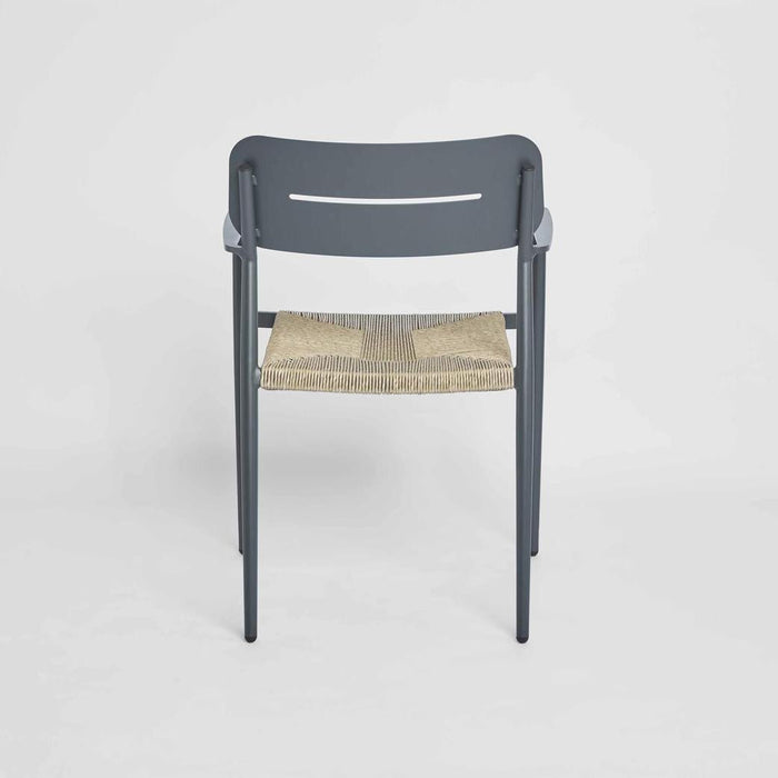 Casper Stackable Dining chair with Arms Black?& Natural Weave?Outdoor