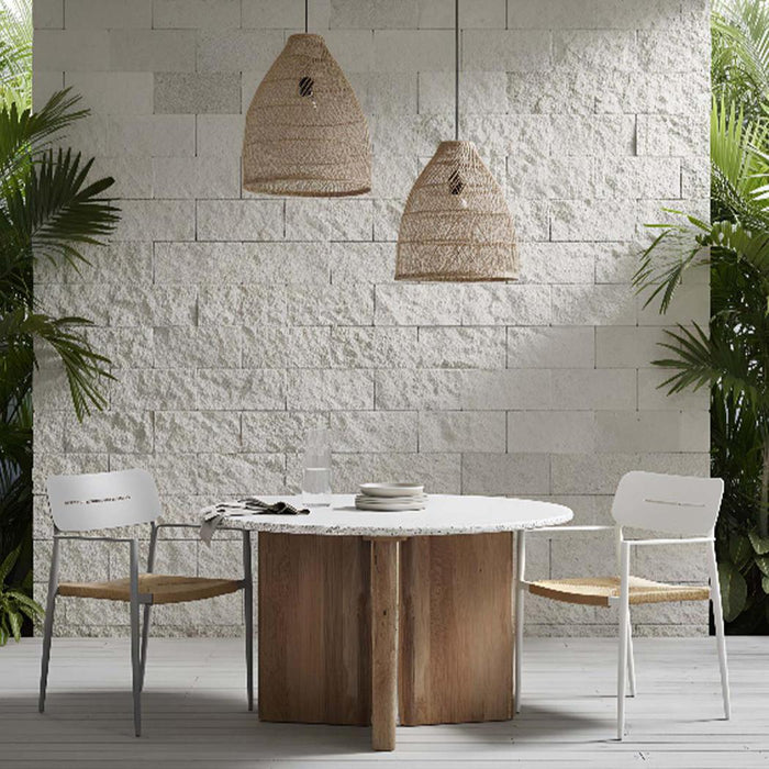 Casper Stackable Dining chair with Arms Black?& Natural Weave?Outdoor