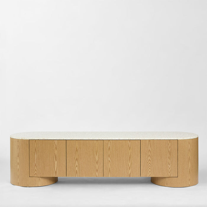 Arlo Entertainment Unit Light Oak & Terrazzo
