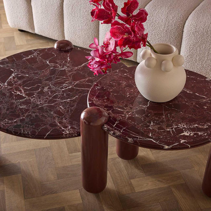 Nobo Coffee Table Large Matt Red Vein Marble/High Gloss