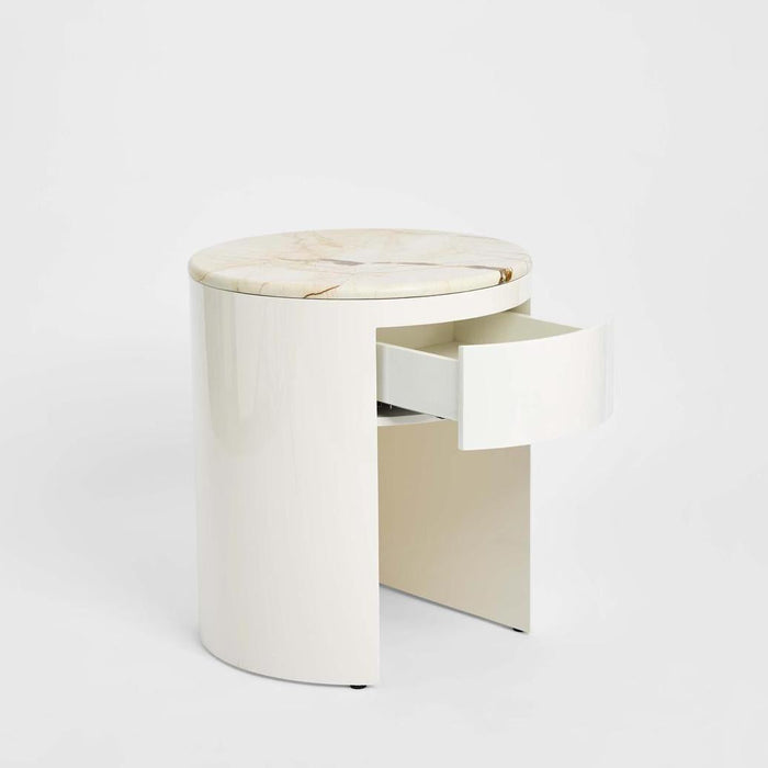 Sable Bedside Matt Brown Vein Marble/High Gloss