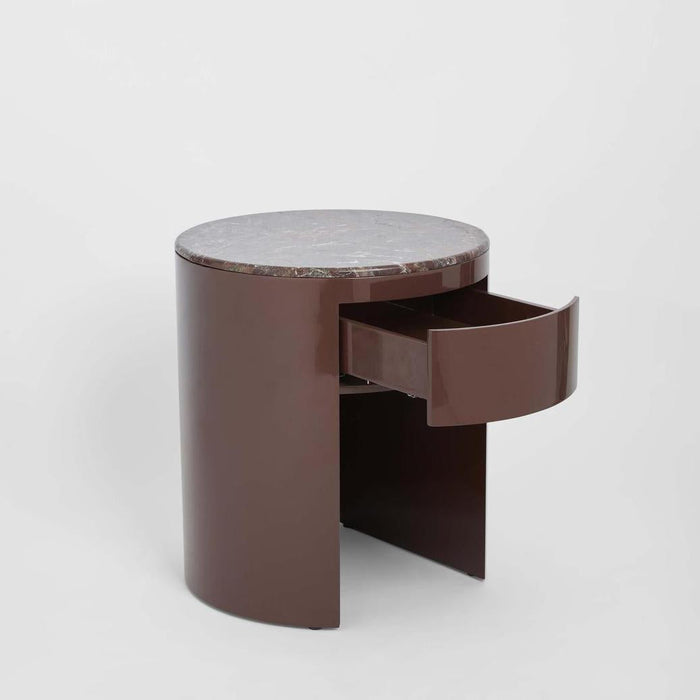 Nobo Bedside Matt Red Vein Marble/High Gloss