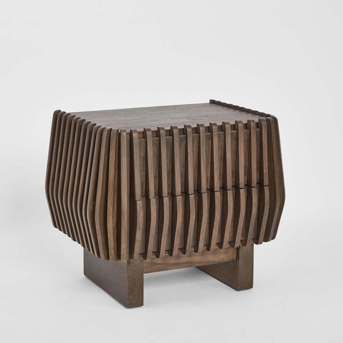 Bow 2 Drawer Bedside Dark Walnut