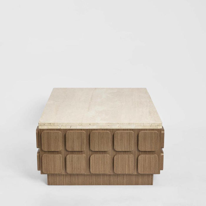 Porto Travertine & Walnut Coffee Table